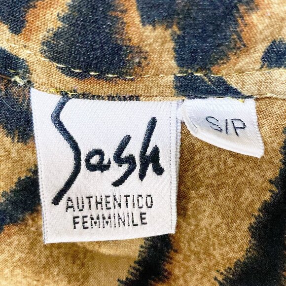 SASH Vintage leopard print short sleeve top ~ SMALL MEDIUM rockabilly goth shirt - Picture 2 of 14